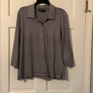 Jones NY blk&wht stripped shirt. SZ XL